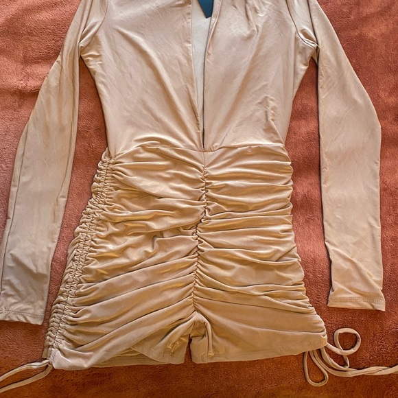 Nude Ruched Short Playsuit - Picture 3 of 5